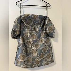 Puff Sleeves brocade dress by Chi Chi London